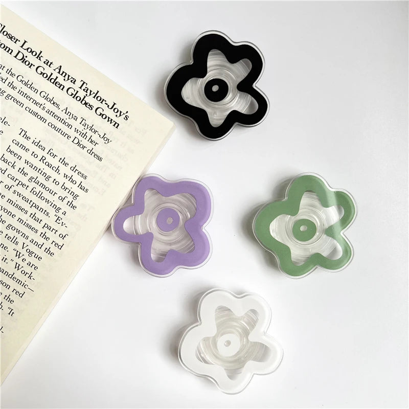 Colourful Glossy Flower Pop Sockets – A Groovy Touch for Book Lovers