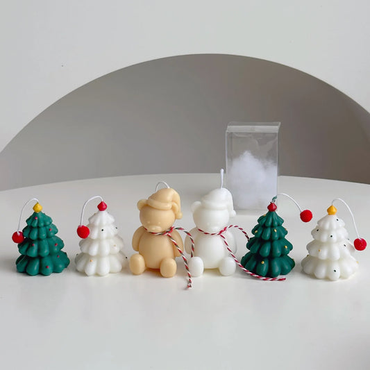 Christmas Tree & Festive Bear Candles