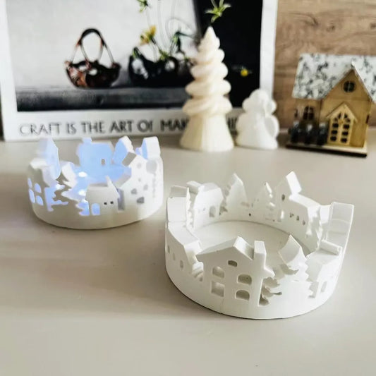 Christmas Town Silhouette Tea Light Holders