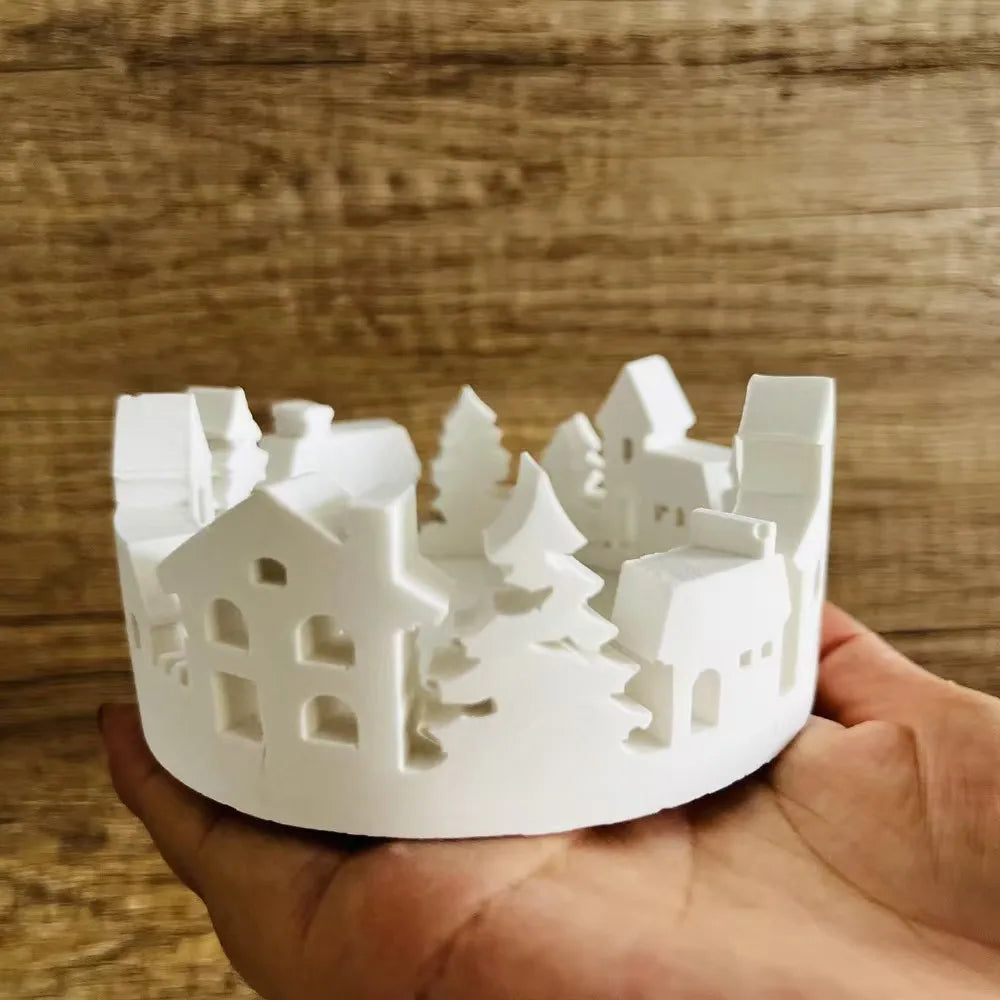 Christmas Town Silhouette Tea Light Holders