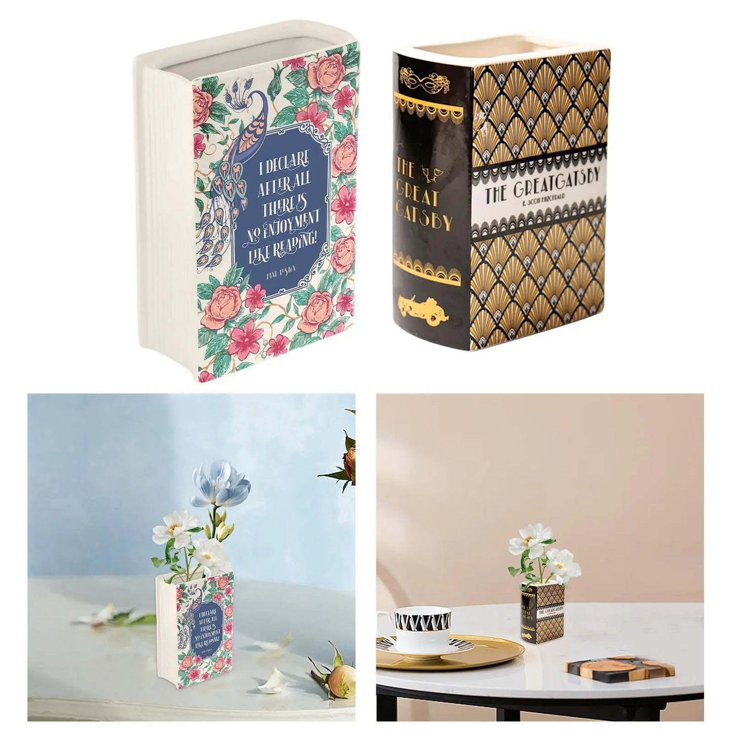 Decorative Ceramic Book Vases – Great Gatsby & Jane Austen