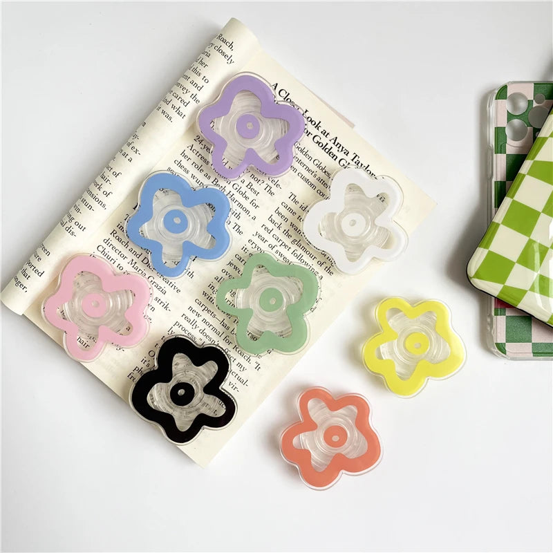 Colourful Glossy Flower Pop Sockets – A Groovy Touch for Book Lovers