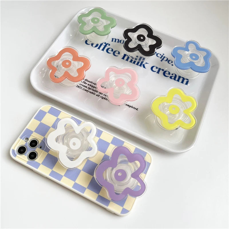 Colourful Glossy Flower Pop Sockets – A Groovy Touch for Book Lovers