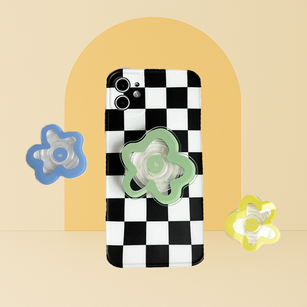 Colourful Glossy Flower Pop Sockets – A Groovy Touch for Book Lovers